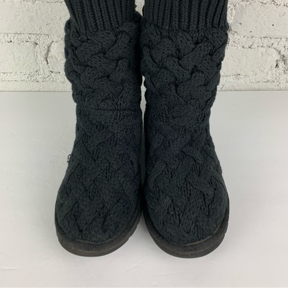 Ugg Isla Black Boot Knit Boots Back Tie Lace Size 8 - Picture 4 of 13